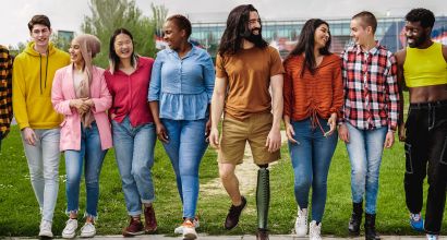image of a diverse happy group of people having fun outdoor